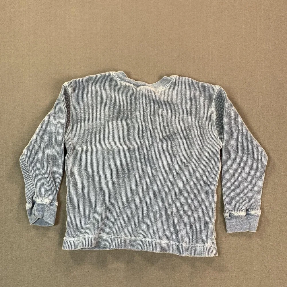 Gap Shirt Kids XS Blue Thermal Henley Long Sleeve Waffle Knit Cotton Casual Top